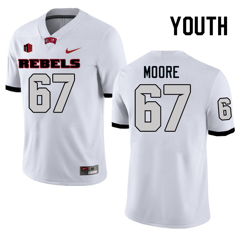 Youth #67 Toby Moore UNLV Rebels College Football Jerseys Stitched-White